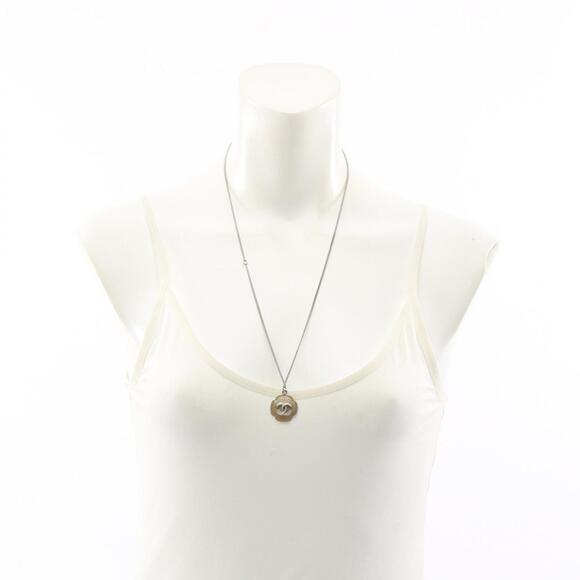 CHANEL Silver Logo Necklace